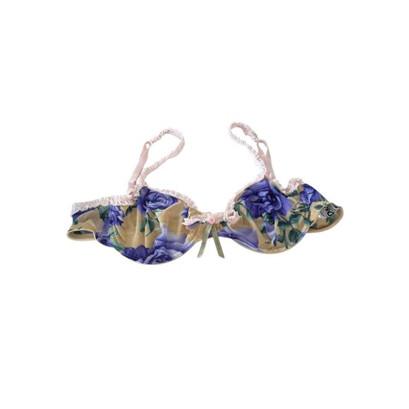 Dolce & Gabbana Purple floral unlined bra size 3 medium large Y2K - Picture 1 of 10